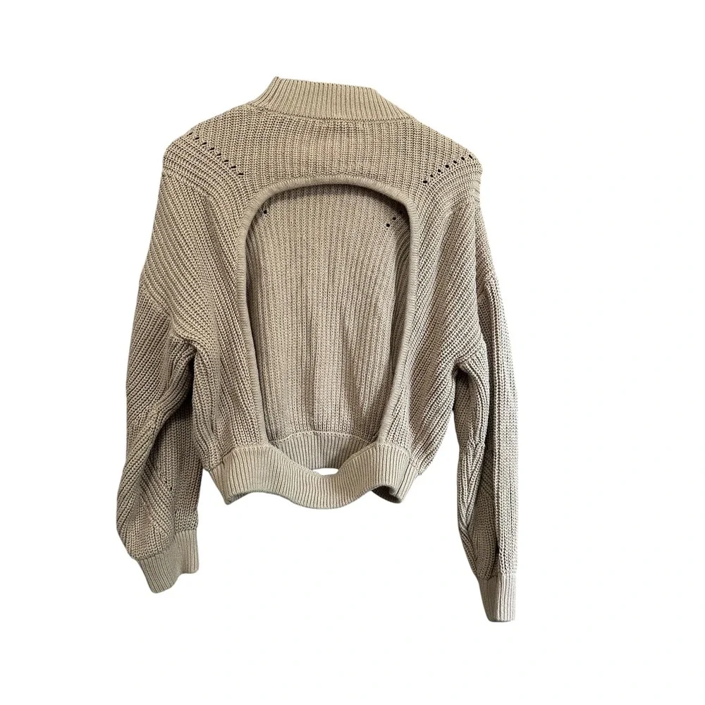 Forever 21 Womens Mock Neck Knit Sweater M Medium Neutral‎ Backless Casual